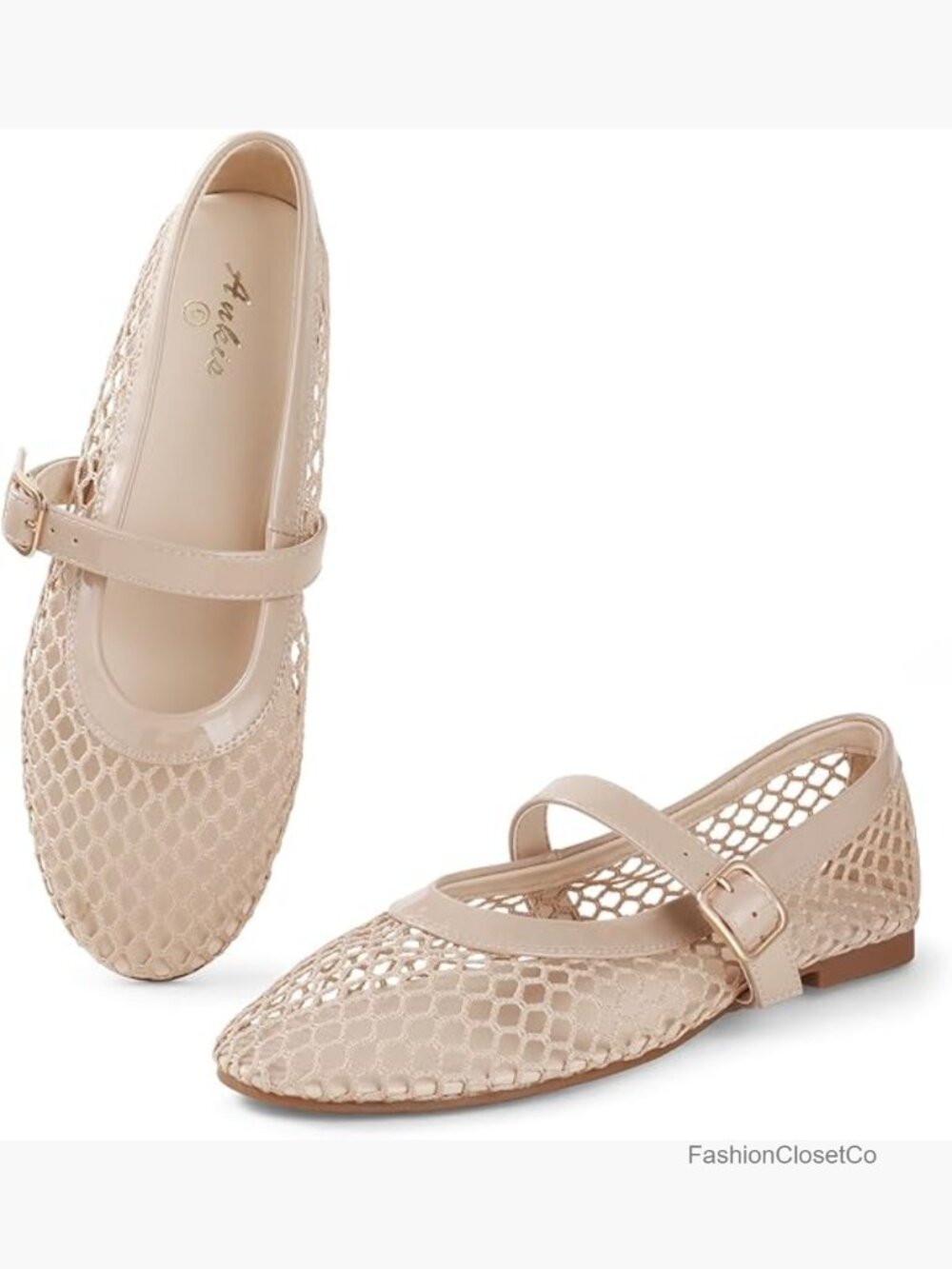 Mesh Ballet Flats with Buckle Strap Mary Jane Ballerina Shoes for Summer